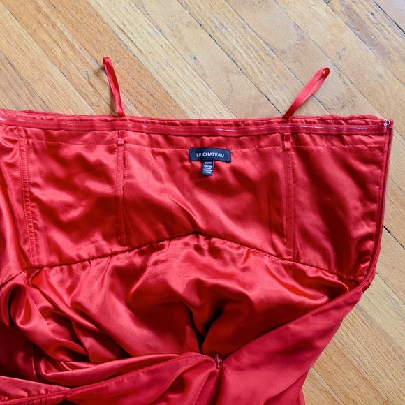 Le Chateau Strapless Chiffon Dress, Red, Size M - Picture 7 of 8